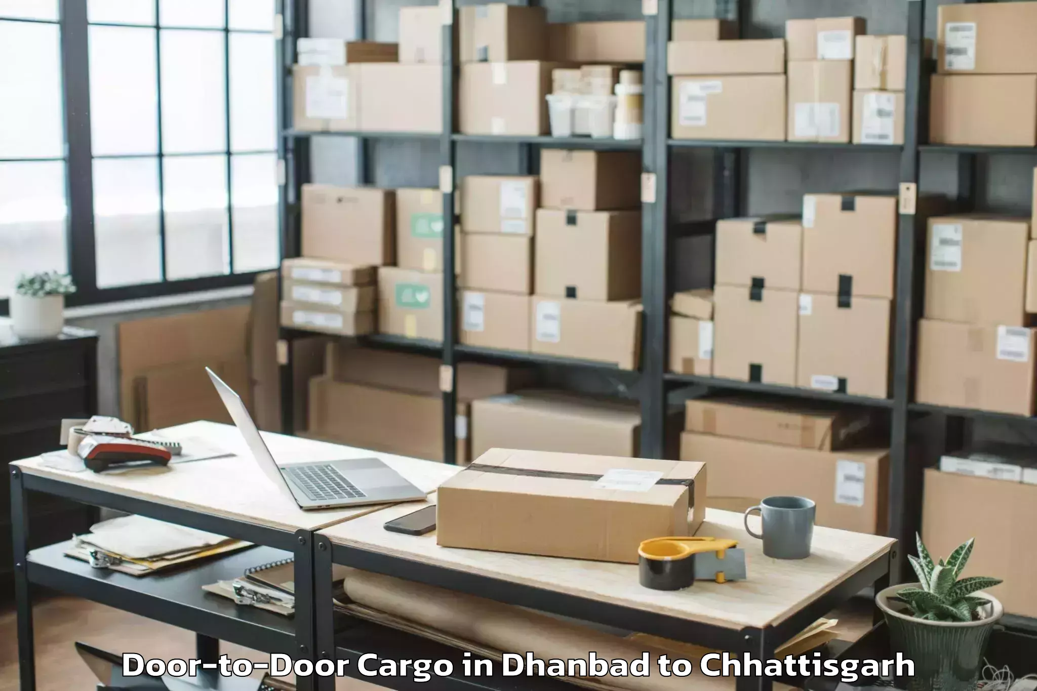 Book Dhanbad to Kurud Door To Door Cargo Online